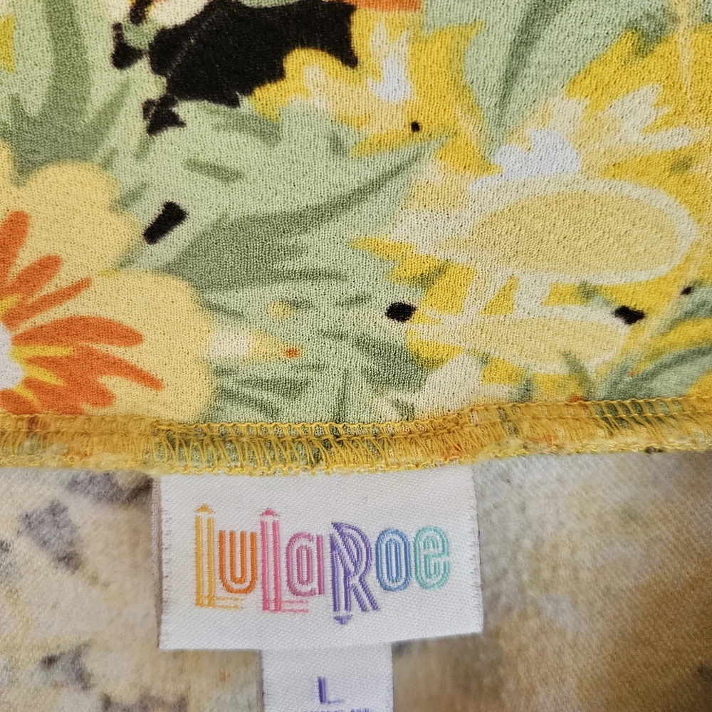 LuLaRoe Orange and Yellow Pencil Skirt Knee-Length Casual - Picture 2 of 2